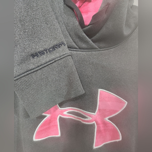 Women's UNDER ARMOUR Hoodie Breast Cancer Gray Pink M - Picture 5 of 6